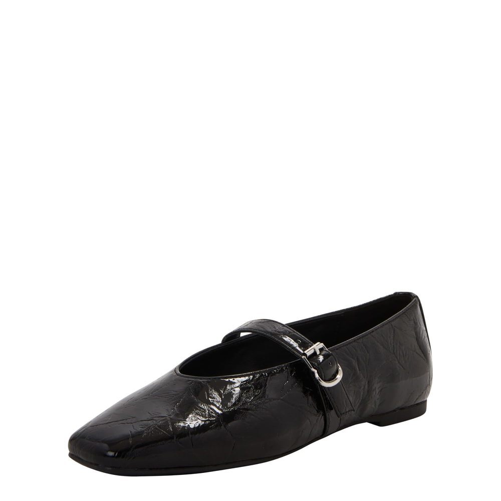 Katy Perry Women's Buckle Flat Black Wrinkle 9